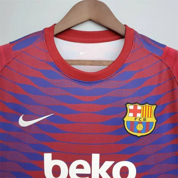 Barcelona 2021/22 Pre-Match Training Jersey Red And Blue