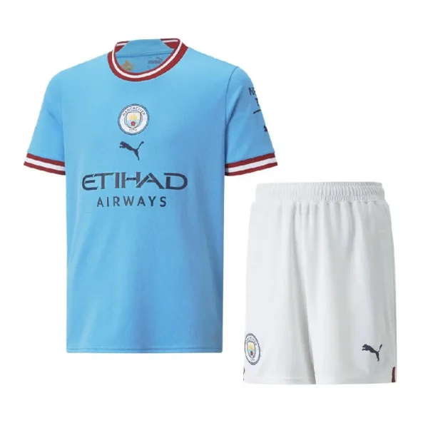 Manchester City 2022/23 Home Kids Jersey And Shorts Kit