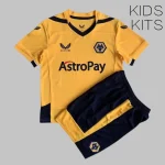 Wolves 2022/23 Home Kids Jersey And Shorts Kit