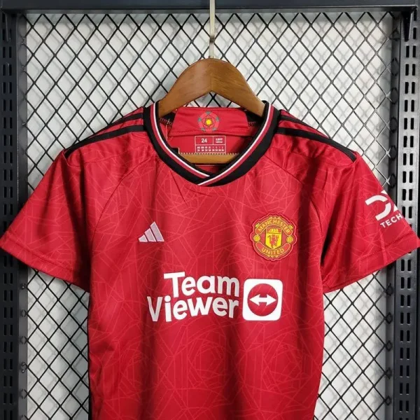 Manchester United 2023/24 Home Kids Jersey And Shorts Kit