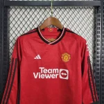 Manchester United 2023/24 Home Long Sleeves Kids Kit